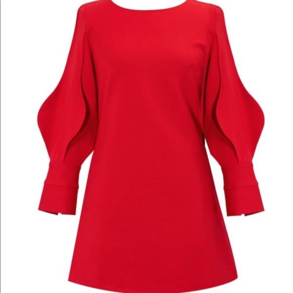 Metisu Dresses & Skirts - Red Balloon Sleeve Solid Color Mini Dress Sz M
